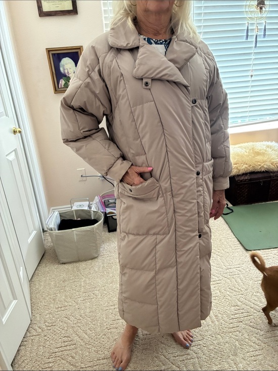 Gallery Jackets & Blazers - Gallery Tan Puffer Jacket with Pink Accents